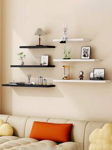 1 chiếc kệ treo tường 3 tầng không cần khoan, giá treo tường bằng một tấm ván duy nhất, thích hợp cho phòng ngủ, phòng khách, phòng học, tường TV, kệ lưu trữ bằng sắt trang trí sáng tạo. - trắng - Xem 4