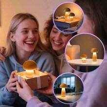 Adjustable Mushroom Shaped Desk Lamp, Touch Control Design, Smart 3-Color Mushroom Lamp, Portable Wireless Smart Light, USB Rechargeable Battery, Dimmable, Birthday Gift Nightlight - Multicolor - View 10