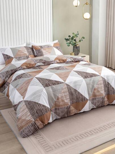 3pcs Duvet Cover Set, Breathable For All Seasons, Super Soft Anti-Pilling Skin-Friendly Fabric, Soft Anti-Pilling, Home Textile, Room Decor, Includes 1 Duvet Cover And 2 Pillowcases, Excluding Comforter, Fashionable Bedroom Home Decor, Suitable For Twin/Full/Queen/King Bed, Machine Washable, Multiple Colors Available, Romantic Valentine's Day Gift Geometric Line Pattern Duvet Cover