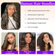 ZHENDEFA Ombre Human Hair Bundles P1/30 Body Wave Bundles Human Hair Highlight 1/3/4 Bundles 100% Unprocessed Brazilian Virgin Weave Human Hair Extensions
