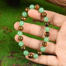 1pc Arpurraina Money Attraction Bracelet With Green Aventurine & Tiger Eye - Solid Unscented Prosperity & Wealth Amulet Birthday, Anniversary, Summer Vacation & Theme Parties Jewelry Charms Abundance Bracelet - Multicolor - View 6