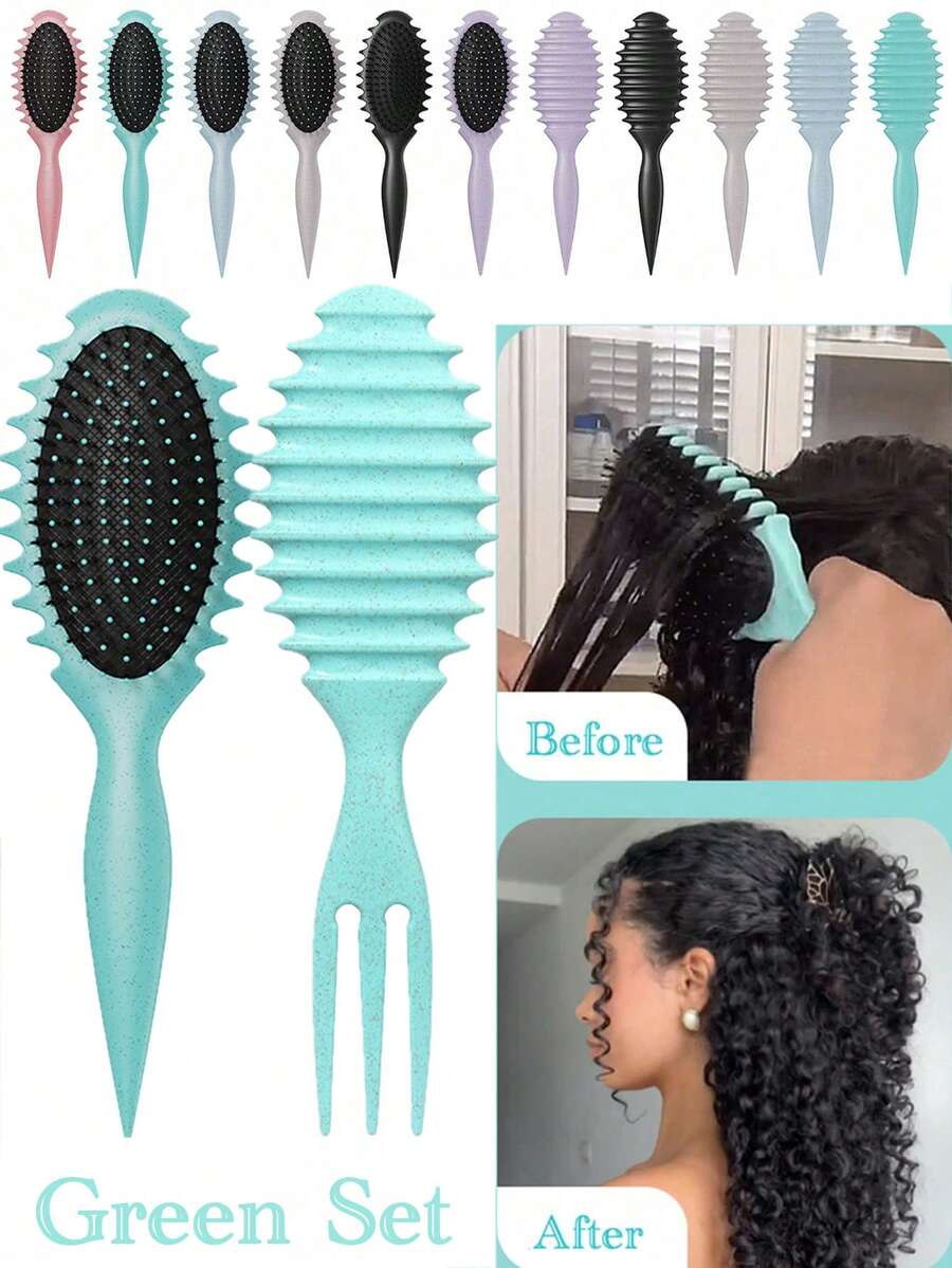 Hair brushes-EU+UK 2025新款卷发梳 - 专业卷发造型工具，符合人体工学的手柄，防毛躁，易于梳理，边缘提拉设计，打造完美卷发，适合所有发质，由Candybrush设计