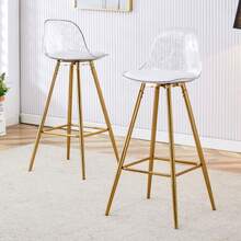 2er-Set Barhocker With Transparent Lehnen, Goldgestell, Hochstuhl – Für Café, Wohnzimmer Und Thekenbereich - Multicolor - View 4