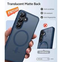 For Samsung Galaxy S25 FE Case: Magnetic Translucent Matte Military Grade Drop Proof Protection Cell Phone Cover - Slim Rugged Durable Shockproof Protective S25Fe Cases (Blue-6.7 Inch) - Blue - View 7