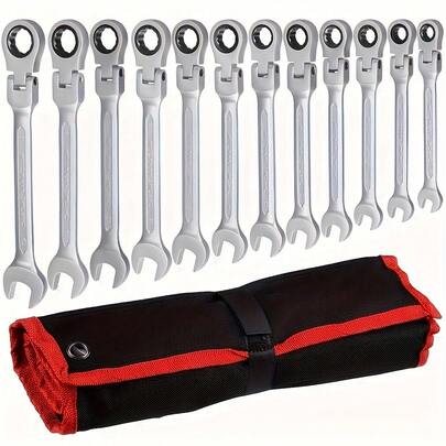 1pc Multifunctional 2-In-1 Ratchet Wrench Set, Movable Head, Reversible Torque Adjustment, Durable Chrome Vanadium Steel, Ergonomic Handle, Suitable For Automotive, Bicycle, Motorcycle, Boat Repair And Maintenance