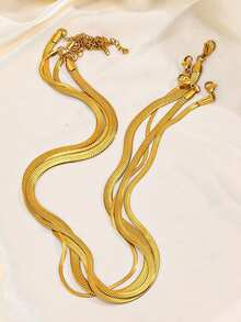 1条14K镀金不锈钢简约项链，适合男士日常佩戴