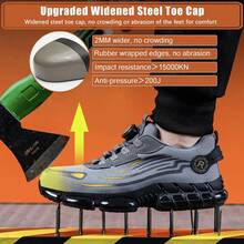 Essential For Outdoor Work: – Unisex Steel Toe Safety Sneakers For Men And Women, Grey Lightweight & Anti-Slip Work Trainers With Air Cushion, Puncture-Proof & Smash-Resistant Design, Indestructible Security Protective Outdoor Security Grey Boots ,Comfortable Breathable Grey Construction Boots For Men ,Rotated Button Easy Wear Work Safety Boots Men Shoes Safety Steel Toe Work Shoes Grey,Steel Toe Shoes Are Important Personal Protective Equipment For Many Industries. Fashionable Safety Shoes Suitable For Construction Sites Under Harsh Working Conditions, Carpenters Iogging, Car Repairs And Outdoor Workers.,Fashionable  Grey All-Season Shoes For Warehouse, Outdoor, Restaurant, Delivery & Training Use - Grey - View 2