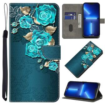 GLANDOTU Durable Anti-Drop Stand Card Slot PU Leather Pattern + TPU Flip Protective Phone Case