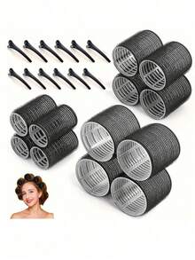 Bộ lô cuốn tóc, 4 kích cỡ với 16 kẹp và 24 lô cuốn tóc - Lô cuốn tự dính cho tóc dài/ngắn, lô cuốn nhiệt cho kiểu tóc chuyên nghiệp như ở salon, bộ dụng cụ tạo kiểu tóc, dụng cụ làm tóc cho tiệm cắt tóc, dụng cụ làm đẹp du lịch thiết yếu, sản phẩm chăm sóc tóc, bộ dụng cụ tạo kiểu tóc và phụ kiện tóc. - Nhiều màu - Xem 14