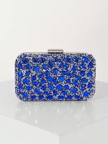 Sparkling And Exquisite Box-Shaped Bag, Elegant And Stylish Clutch, And Gorgeous Royal Blue Rhinestone Chain Bag Are Perfect For Women Attending Parties, Weddings, Dinners, Banquets, And Other Occasions. It Is The Ideal Evening Bag For Party Girls And Ladies. - 寶藍色 - 查看 8