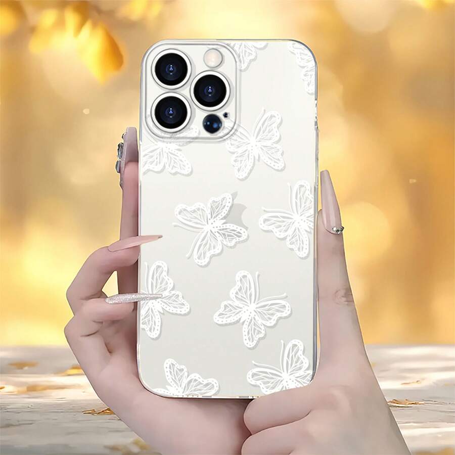 La imagen es completamente blanca, sin elementos perceptibles. Por lo tanto, es imposible generar un título de producto basándose en su contenido. Funda para teléfono con diseño de elementos, compatible con los modelos de  16, 15, 14 Pro Max, 13, 12, 11, XR y XS Plus. Fabricada en silicona TPU, ofrece protección contra golpes y caídas, con función de protección contra caídas y una excelente sensación al tacto. Es el regalo ideal para familiares, amigos y seres queridos. - transparente - Ver 1
