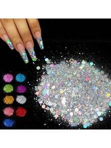 50克彩虹六边形亮片，适用于树脂工艺品，极光亮片环氧树脂填充剂，可用于DIY美甲、珠宝铸造等。