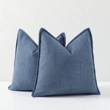 1pc Textured Chenille Pillow Cover, Super Soft Decorative Throw Pillow Case, Bohemian Style Cushion Cover, Modern Home Decor For Sofa And Bedroom - Dark Blue - View 1