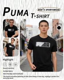 Puma Áo thun cổ tròn tay ngắn in chữ GRAPHICS, trang phục thường ngày cho nam - màu đen - Xem 1
