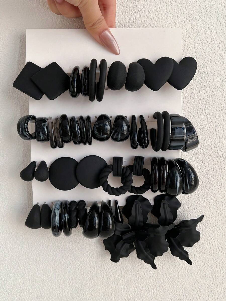 Bộ 1-15 đôi bông tai acrylic cỡ lớn ngẫu nhiên hình trái tim, chữ cái, hình học, hoặc lấy cảm hứng từ đồng xu cổ điển, hộp đựng bí mật, thích hợp làm quà tặng cho nữ, quà Ngày của Mẹ, Ngày Valentine, Giáng sinh, Năm mới, và đeo hàng ngày. - Nhiều màu - Xem 1