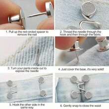 6-Piece Silver-Gray Invisible Adjustable Waist-Altering Brooch Set - Jeans Waist Tightening Pins & Anti-Peek Seamless Metal Belt Clips, Quick-Release Waist Tightener, For Trousers & Jeans - 6 CÁI - Xem 8