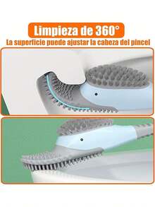 EstiloEscobillero de Silicona, Cepillo para Lavar Baño, Juego de Escobilla y Soporte para Inodoro de Baño, Cabezal de Cepillo Flexible con Cerdas de Silicona (Azul)Versión mejorada - azul - Ver 6