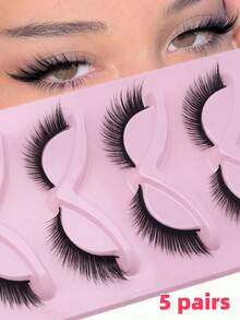 5对新款狐狸/猫眼假睫毛，打造迷人妆容效果，自然卷翘纤长，性感睫毛提升您的魅力。 - 眼尾拉長款 - 查看 12