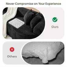 YOGLAD 112" Modern Cloud 4-Seater Sectional Curved Sofa, Minimalist Compression Living Room Couch, Chenille Upholstered Oversized Fluffy Sofa With Deep Seat, Modular L-Shaped Cloud Couch For Small Space, Plush Velvet-Like Soft Fabric Boneless Sofa With Supportive High-Density Foam & Spring, Easy To Move, Washable Removable Cover, Pet-Friendly Lounge Sofa Bed, Contemporary Apartment Furniture, No Assembly Needed, Black/Grey/Green - 黑色 - 查看 4