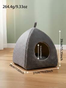 Nhà cho mèo hình mái vòm tam giác bán kín có móc treo, nội thất rộng rãi, chất liệu polyester bền chắc - Màu xám đậm. Dễ dàng vệ sinh, trang trí nhà cửa, thiết kế hiện đại, cấu trúc chắc chắn, cần thiết cho sự thoải mái và nghỉ ngơi của thú cưng. - Xám - Xem 2