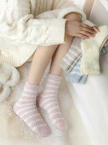 Personalized Name Socks, Custom Photo Socks, Custom Printed Mid-Calf Socks, Plush Socks, Bridesmaid Gift Socks, Bridesmaid Proposal Gifts, Personalized Women's Warm Wool Socks, Bridal Party Pajama Party Striped Socks, Women's Seamless Socks, Winter Striped Socks, Autumn/Winter Mid-Calf Socks, Women's Thick Warm Wool Socks, Christmas Gifts, Wedding Gifts, Gifts For Sisters, Best Friends And Girlfriends - Multicolor - View 5