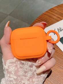 1pc Minimalist Orange Earphone Case Compatible With AirPods 4th Gen, Pro 2nd Gen, Apple Bluetooth Earphones, Silicone Earphone Box For AirPods Pro, 1/2, Personalized 3 Anti-Drop Protective Cover (Earphones Not Included) - Orange - View 7