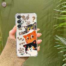 Esta funda transparente para teléfono presenta un diseño de gato adorable con esquinas reforzadas y es adecuada tanto para hombres como para mujeres.Compatible con varios modelos de  Galaxy, incluyendo A02 a A73 y S20 a S24.El tema es el universo y tiene características anti-vibración. RJ2V - Colores mixtos - Ver 8