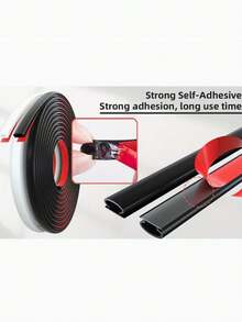 1个自粘橡胶门缝挡风条 - 防盗、隔音、防风、防撞、防尘，适用于卧室和前门