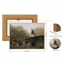 hyidecorart Vintage Leinwand Bilder mit Rahmen Holz, 20x25 cm Klein Wandbilder Wohnzimmer Natur Ländlich Landschafts Bild Aesthetic, Wanddeko Schlafzimmer Gemälde Desktop Badezimmer Büro Esszimmer-6959 - DreiKaninchen-RahmenHolz - Übersicht 5