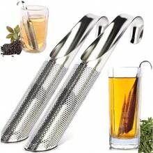 2pcs Portable Tea Accessories For Home Stainless Steel Filter Tea Maker Piping Design Tea Spoon Brewer Long Handle Metal Creative Cup - 銀色/2件 - 查看 10