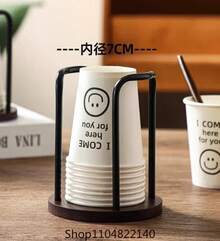 Soporte de almacenamiento de vasos desechables, estante, dispensador de madera para tazas de agua y té con palo más largo, soporte de exhibición de tazas, organizador de suministros - Posición de doble copa - Ver 3