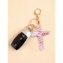 1pc Bohemian Christian Cross Keychain Handwoven Macrame Design Bag Car Accessory Multi-Occasion Gift For All - 彩色 - 查看 6