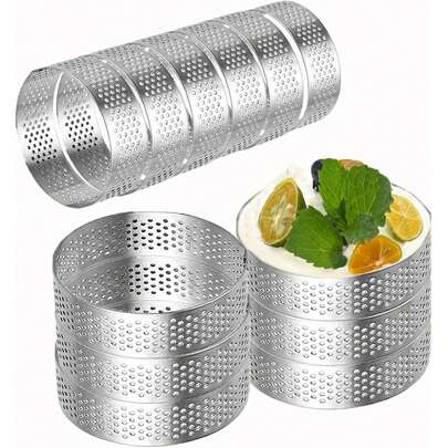 Tarteformen, perforierte Tarteformen, Kuchenringe aus Edelstahl, runde Mousse-Kuchenformen, zum Backen von Desserts, Mini-Frucht-Tarteböden