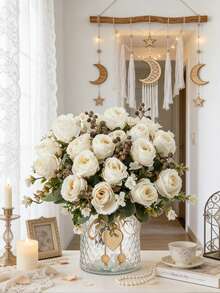 1 Bó hoa hồng nhân tạo, bó hoa thêu hình cầu, hoa mẫu đơn hỗn hợp, bó hoa cưới, trang trí đám cưới, nguyên liệu làm vòng hoa DIY, trang trí tiệc sinh nhật, trang trí nhà cửa phòng khách, bình hoa, vườn ngoài trời, trang trí mùa thu, quà tặng ngày Valentine, quà tặng năm mới - trắng - Xem 1