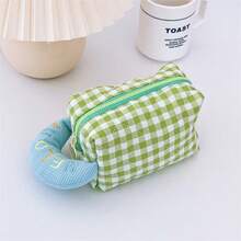 1pc Dopamine Makeup Bag, New Cute Macaron Plaid Cosmetic Bag, High-Quality Student Creative Pencil Case, Large Capacity Quilted Skincare Storage, Portable Travel Waterproof Toiletry Bag, Multi-Functional Large Capacity Women Makeup Bag For Cosmetics, Makeup Brushes, Towel, Toothbrush, Suitable For Daily Outings, Travel, Gift For Girlfriend, Coworker, Best Friend, Holiday, Birthday, Valentine's Day,Pouch,Makeup Pouch,Travel Essential - Multicolor - View 9