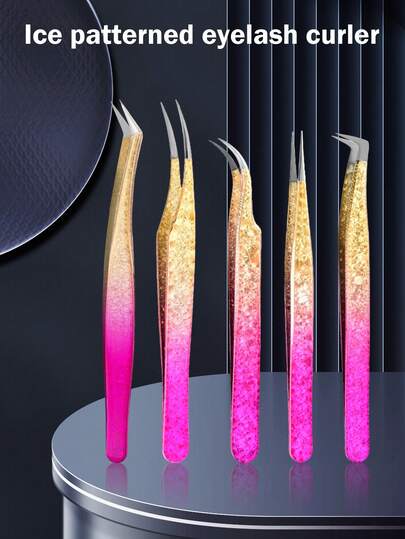 Gold Ombre Eyelash Curler, False Eyelash Curler, Eyelash Tool Holder, Eyelash Trimmer, Eyelash Extension, Eyelash Curler, Gold Feather Eyelash Curler, High Precision Floral Eyelash Curler
