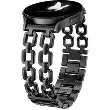 Wearlizer Metal Band Compatible With Samsung Galaxy Watch 7 6 5 4 FE Active 2 40mm 44mm/Watch 6 4 Classic 43mm 47mm 42mm 46mm/Watch 5 Pro 45mm Bands, 20mm Dressy Stainless Steel Chain Strap Women,Black - Black - 查看 1