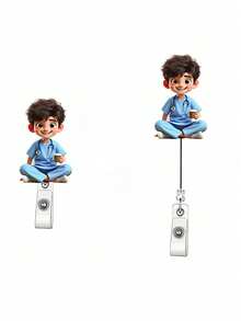 1pc 2D Acrylic Male Nurse ID Badge Holder - Expandable ID Card Holder, Durable For Medical Students And Nursing Interns - Sturdy PMMA Material, ID Display | Professional Appearance | Lightweight Design - Multicolor - View 4