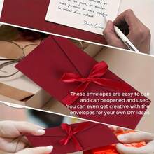10 piezas de sobres de papel kraft rojo de alta calidad de 22 x 11 cm - Lazo de cinta, elegante clásico, adecuado para invitaciones/efectivo/tarjetas, esencial universal para fiestas transfronterizas, planificación de bodas/eventos/regalos de estudiantes/recuerdos de estadía en casa, regalos de cumpleaños/Día de la Madre/Boda/Año Nuevo/Acción de Gracias - Multicolor - Ver 13