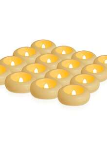 无焰LED漂浮防水蜡烛灯，象牙白茶蜡，电池供电闪烁许愿蜡烛，适用于圆柱形花瓶，可用于婚礼、派对、泳池、情人节、节日中心装饰 - 白色 - 查看 8