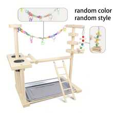 1件随机颜色和款式发货，木制鸟架栖木，鹦鹉及其他鸟类训练平台，落地式鸟舍配件 - 彩色 - 查看 7