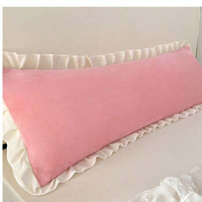 1件装奢华牛奶丝绒荷叶边枕套，情侣/加大尺寸，透气信封式开口设计，适合舒适的冬季沙发和家居床上用品装饰，圣诞节和情人节装饰礼物（不含枕芯）