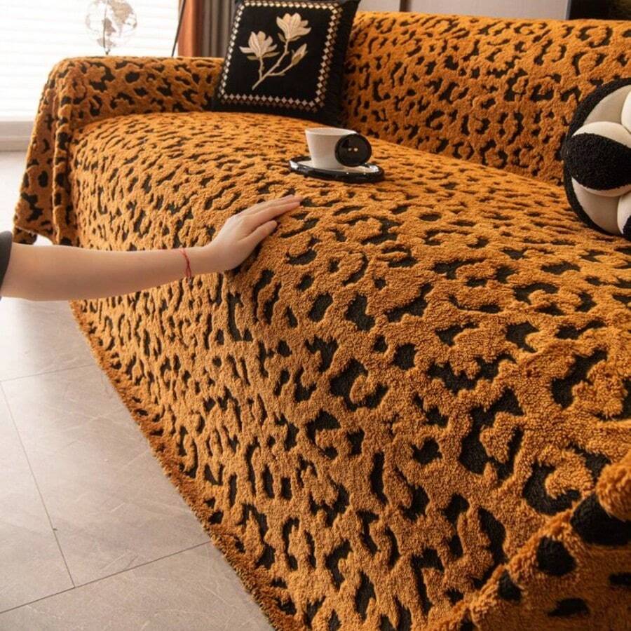 1件装毛绒沙发套，奢华简约沙发保护套，防滑防尘防刮，适用于客厅、卧室、办公室、书房