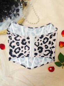 One Piece Leopard Print Strapless Short Top - Sexy Western Style Holiday Party Outfit