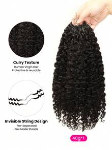 WOWANGEL 14-24 Inch 40g Burmese Curly Virgin Hair Extensions, Pre-Separated Wefts, Natural Black - Natural Black - View 3