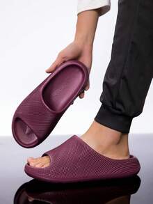 2026 Summer Couples Slippers, Indoor Home Slippers, Non-Slip Outdoor Flip Flops, EVA Material Thick Soft Lightweight Beach Sandals, Bathroom Shower Slides For Men And Women - Red Violet - View 2