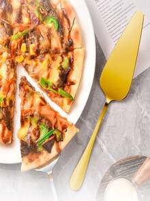 1/3pcs Stainless Steel Gold/Silver Cake Spatula, Dessert Spatula, Triangular Pizza Spatula, Serrated Cake Spatula, Multi-Functional Kitchen Tool - Multicolor - View 4