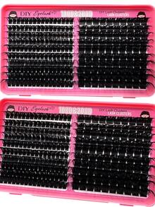 100D+200D Fluffy Lash Cluster, 16mm & 18mm Thin Individual Super Dense Lashes, D Curl Lash Cluster, 260pcs, DIY Lash Extension At Home, Dense Individual Lashes, DIY Hedgehog Lash Extension, Cartoon Style Lash Cluster - D - View 4