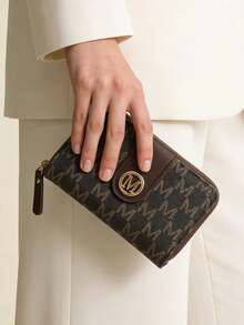 New Litchi Texture Letter Medium Wallet, Large Capacity Multi-Card Slots Short Wallet, Thick & Durable Handbag, Retro Coin Purse, Women Zipper Wallet, Multi-Layer Coin Pouch, Card Holder, Ladies Small Wallet - Multicolor - View 11