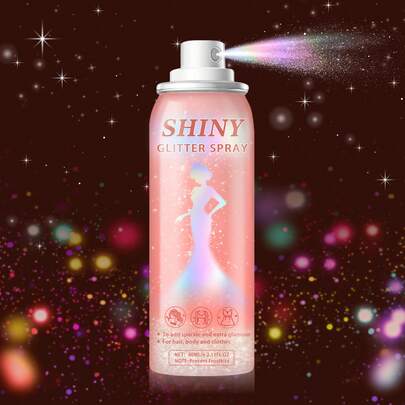 QIUFSSE 60ML Holographic Body Glitter Spray - Silvery Shiny Shimmer For Hair, Face & Clothes | Quick-Drying, Long-Lasting Glitter Hairspray Temporary Shiny Mist For Festival, Rave, Music Concert, Prom Accessories